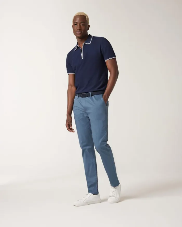 Politix Polo Shirts Men Textured Zipup Collar Polo Navy