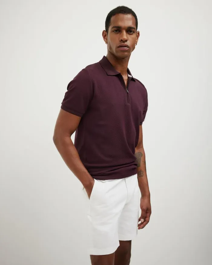 Politix Polo Shirts Men Travel Short Sleeve Polo Aubergine