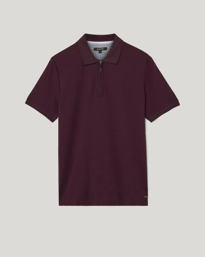 Politix Polo Shirts Men Travel Short Sleeve Polo Aubergine