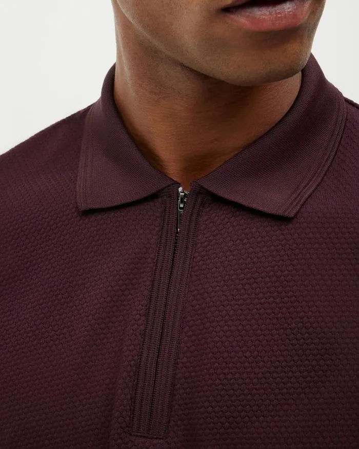 Politix Polo Shirts Men Travel Short Sleeve Polo Aubergine