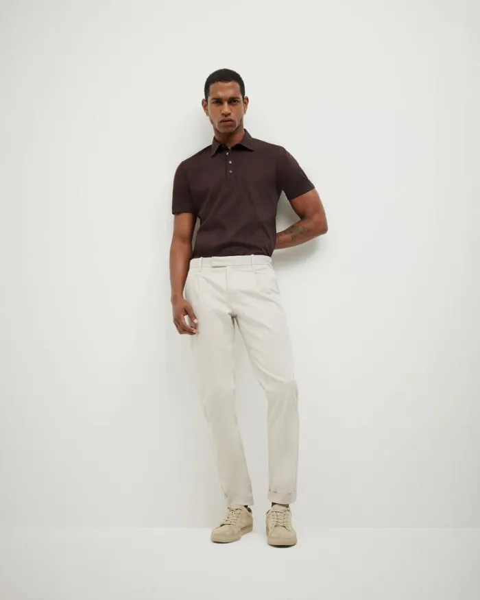 Politix Polo Shirts Men Travel Short Sleeve Polo Dark Brown
