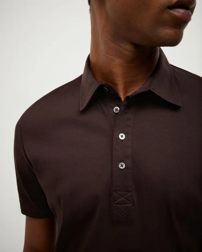 Politix Polo Shirts Men Travel Short Sleeve Polo Dark Brown