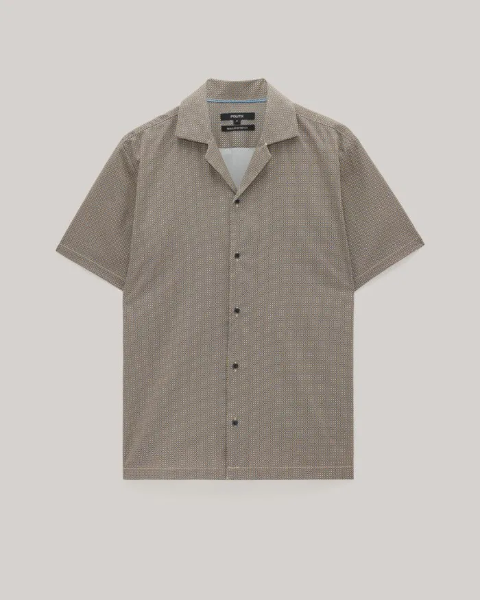 Politix Shirts Men Geo Satin Cuban Collar Shirt Blue