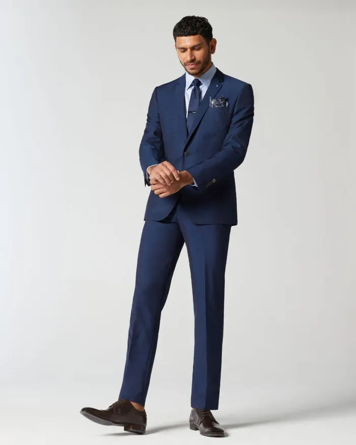 Politix Shirts Men Long Sleeve Regular Stretch Shirt Mid Blue
