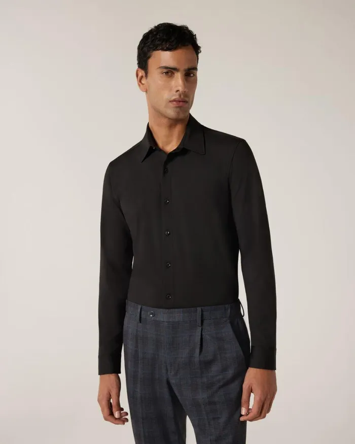 Politix Shirts Men Slim Travel Shirt Black