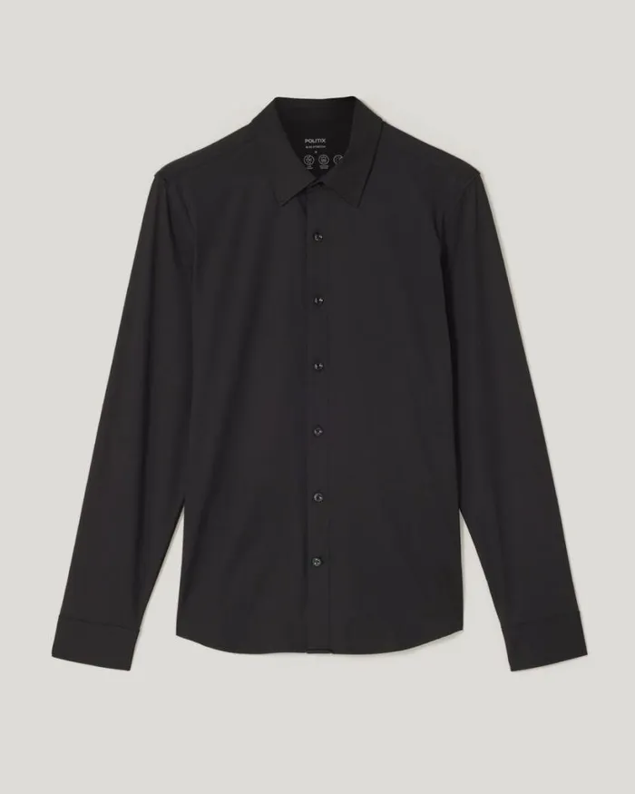 Politix Shirts Men Slim Travel Shirt Black
