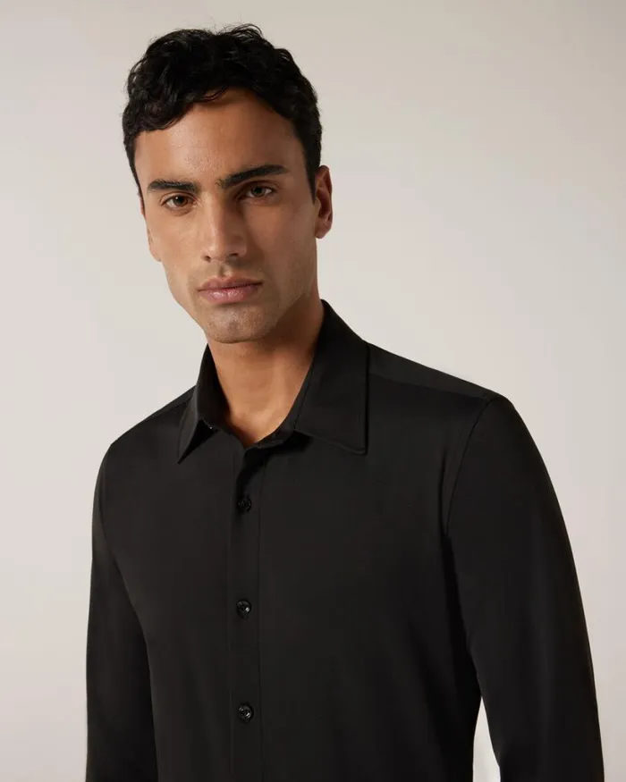 Politix Shirts Men Slim Travel Shirt Black