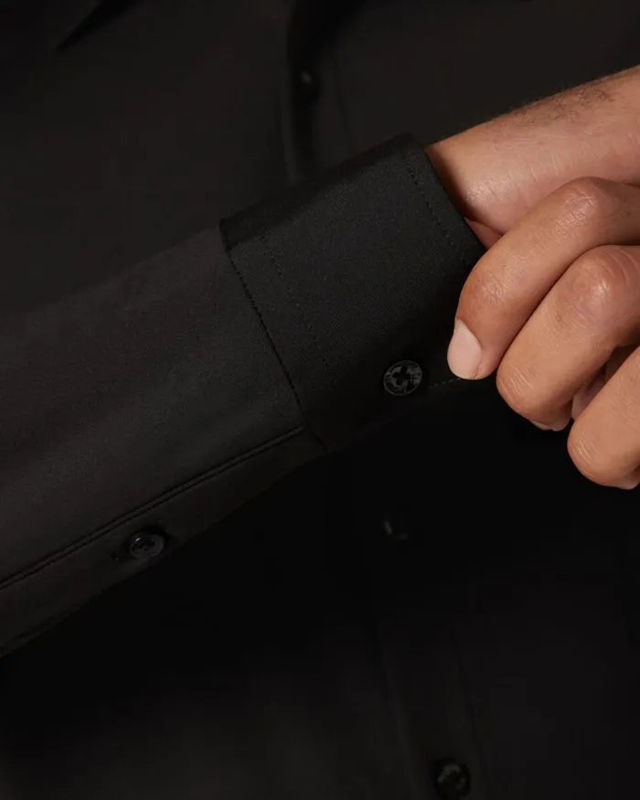 Politix Shirts Men Slim Travel Shirt Black
