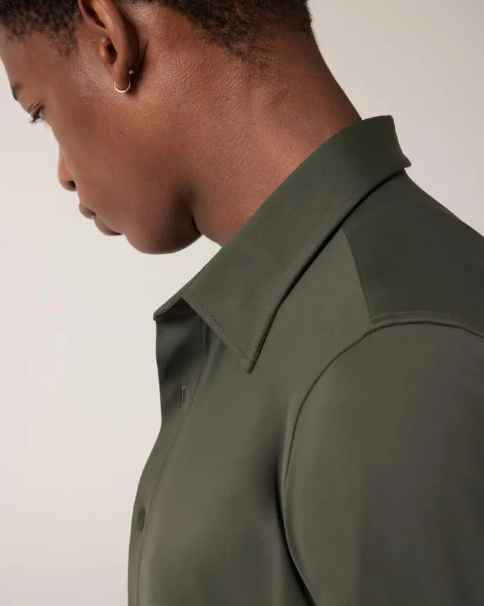 Politix Shirts Men Slim Travel Shirt Khaki