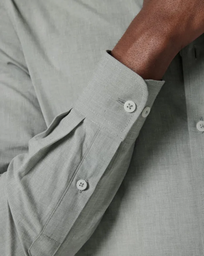 Politix Shirts Men Slub Texture Long Sleeve Shirt Sage