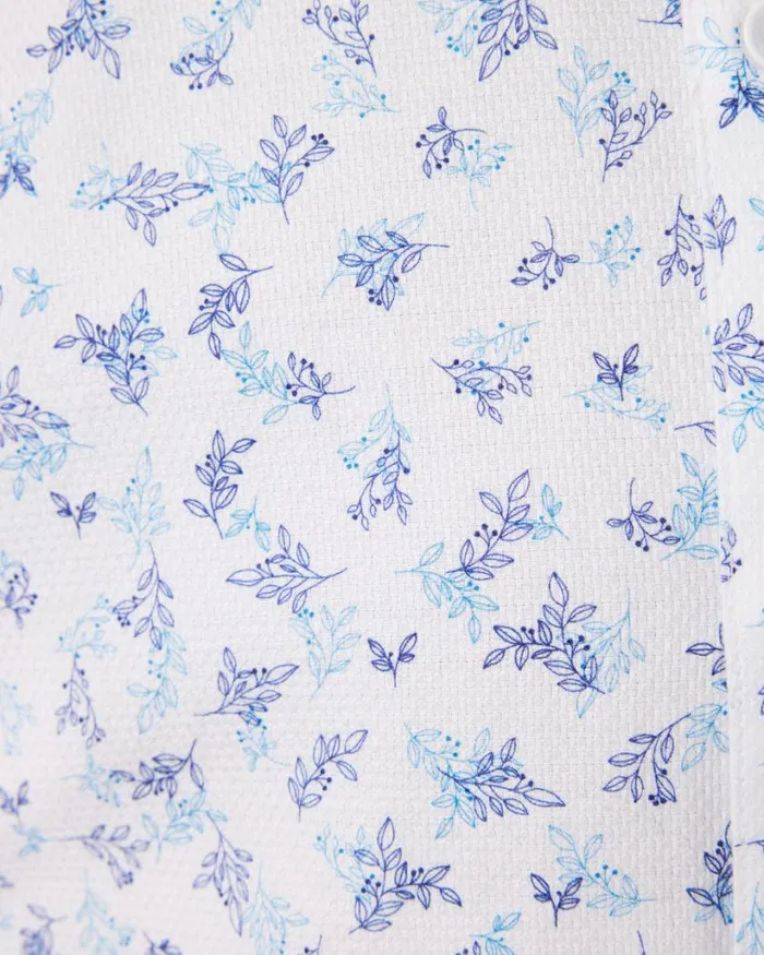 Politix Shirts Men Textured Floral Long Sleeve Shirt Blue