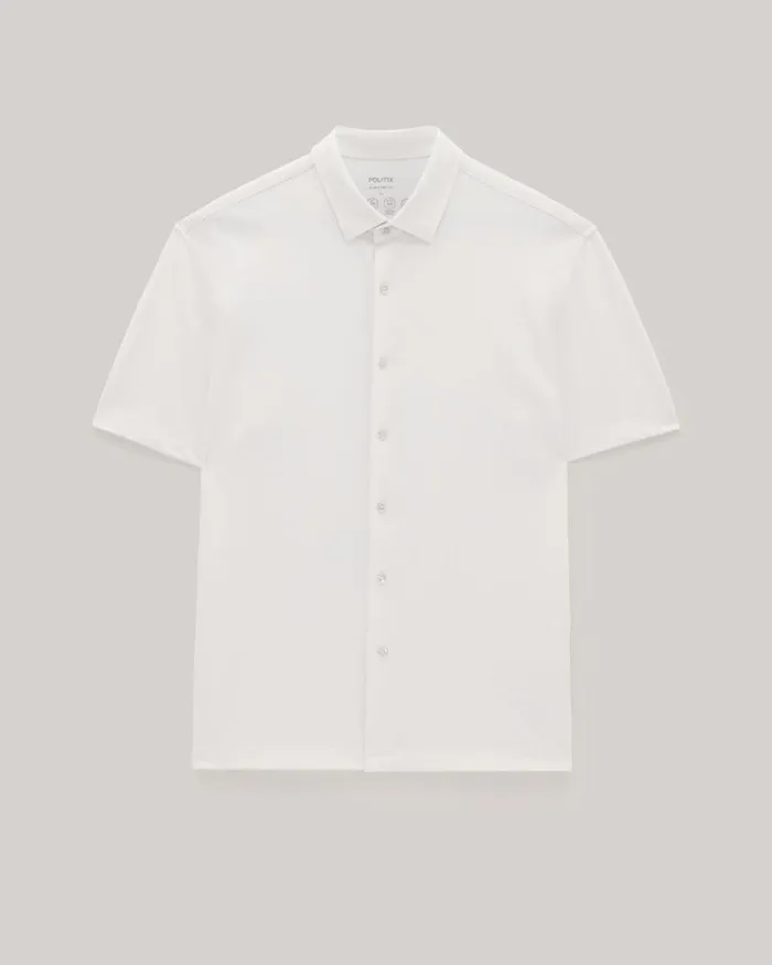 Politix Shirts Men Travel Pique Short Sleeve Shirt Natural