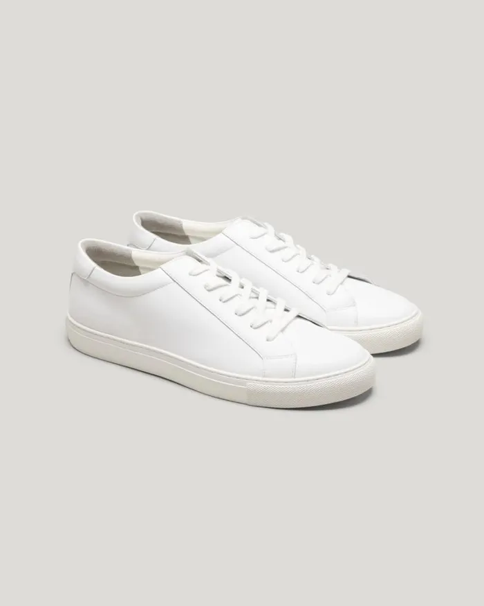 Politix Shoes Men Classic White Leather Sneaker White