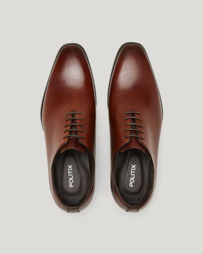 Politix Shoes Men Leather Dress Shoe With Smooth Leather Finish Brown