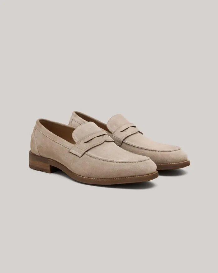 Politix Shoes Men Leather Penny Loafers With Bolder Tread Taupe