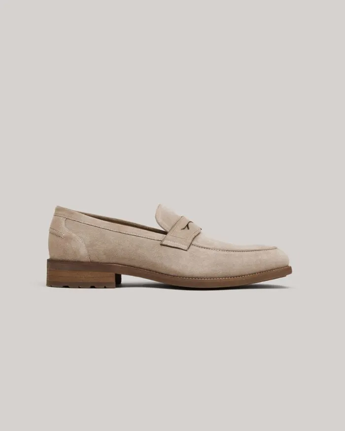 Politix Shoes Men Leather Penny Loafers With Bolder Tread Taupe