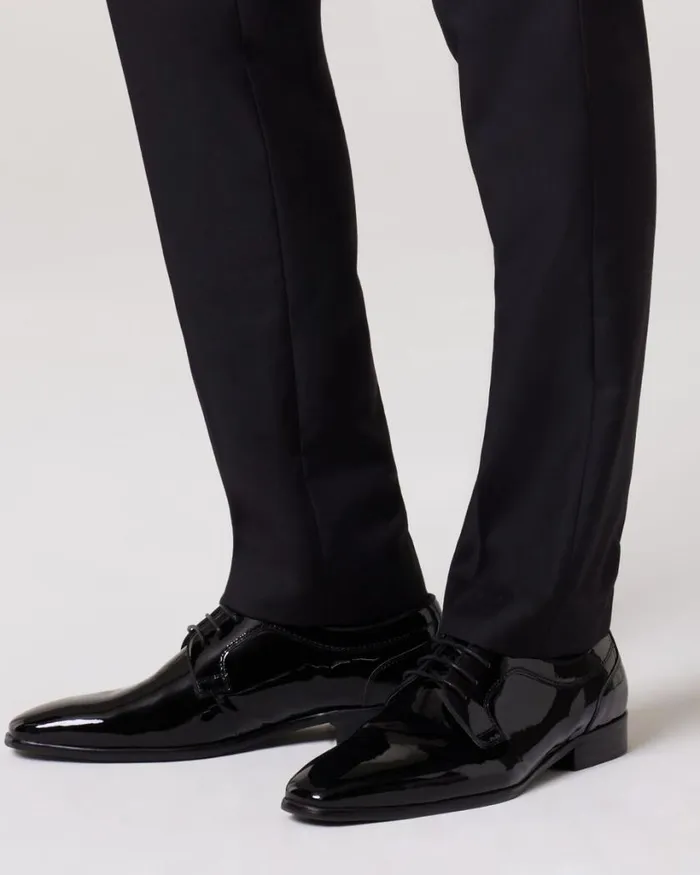 Politix Shoes Men Patent High Shine Derby Lace Up Black