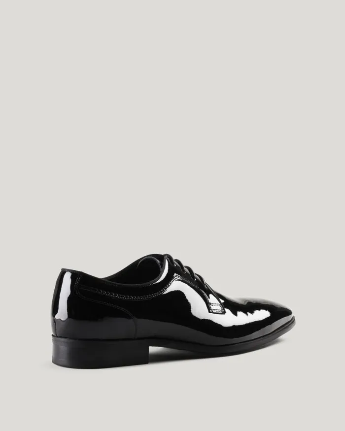 Politix Shoes Men Patent High Shine Derby Lace Up Black
