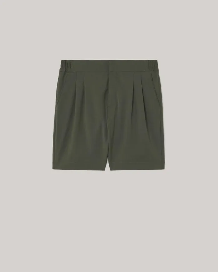 Politix Shorts Men Wool Blend Elastic Waist Tailored Short Khaki