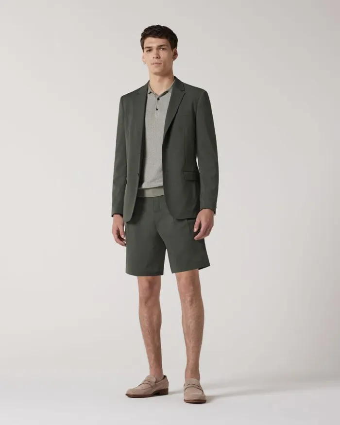 Politix Shorts Men Wool Blend Elastic Waist Tailored Short Khaki