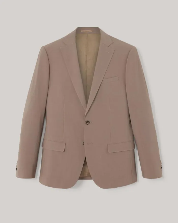 Politix Suit Jackets Men Slim Stretch Wool Blend Tailored Jacket Mushroom