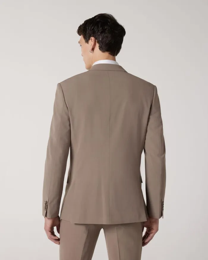 Politix Suit Jackets Men Slim Stretch Wool Blend Tailored Jacket Mushroom