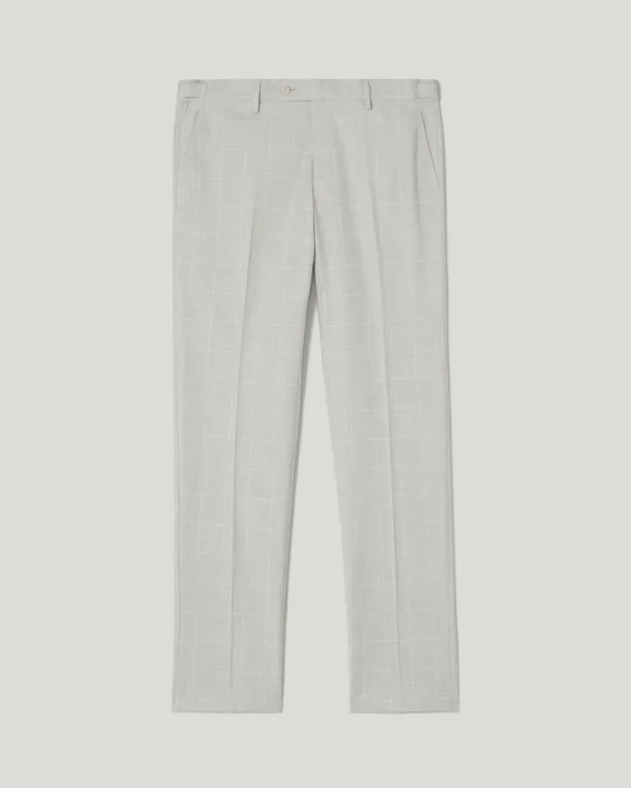 Politix Suit Pants Men Slim Stretch Windowpane Check Tailored Pant Grey Check