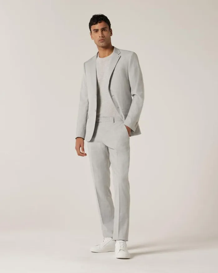 Politix Suit Pants Men Slim Stretch Windowpane Check Tailored Pant Grey Check