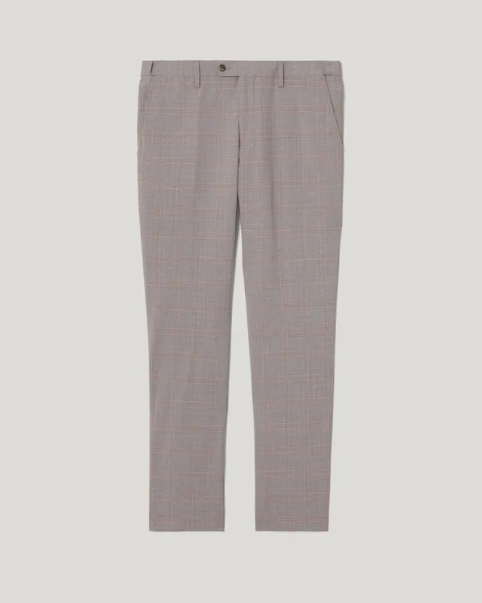 Politix Suit Pants Men Slim Stretch Wool Blend Tailored Pant Grey Check
