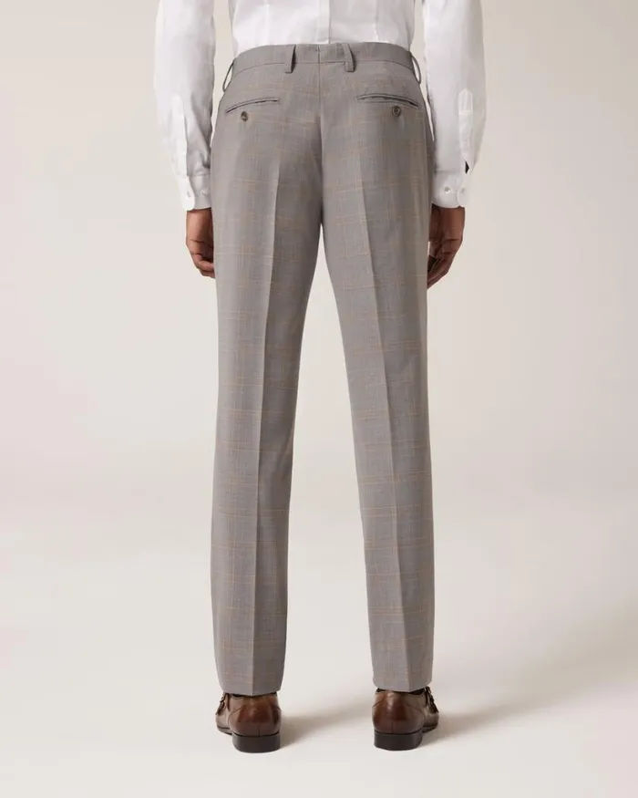 Politix Suit Pants Men Slim Stretch Wool Blend Tailored Pant Grey Check