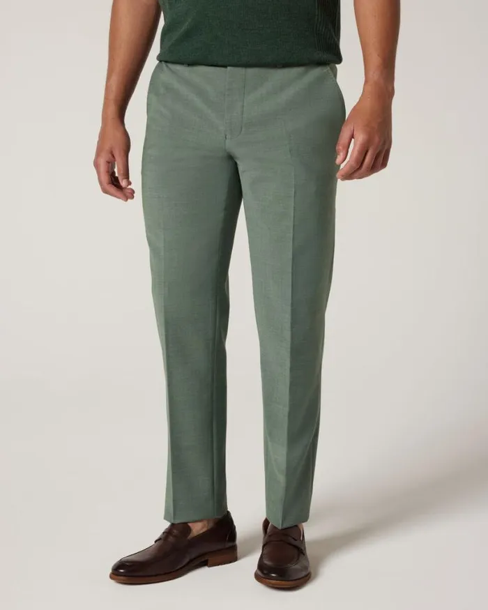 Politix Suit Pants Men Slim Stretch Wool Blend Tailored Pant Light Forest