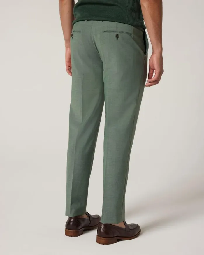 Politix Suit Pants Men Slim Stretch Wool Blend Tailored Pant Light Forest