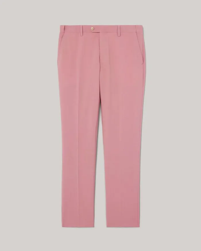 Politix Suit Pants Men Slim Stretch Wool Blend Tailored Pant Rose