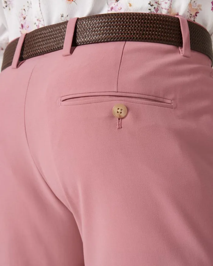 Politix Suit Pants Men Slim Stretch Wool Blend Tailored Pant Rose