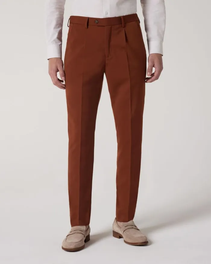Politix Suit Pants Men Wool Blend Tailored Pant Terracotta