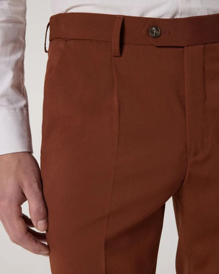 Politix Suit Pants Men Wool Blend Tailored Pant Terracotta