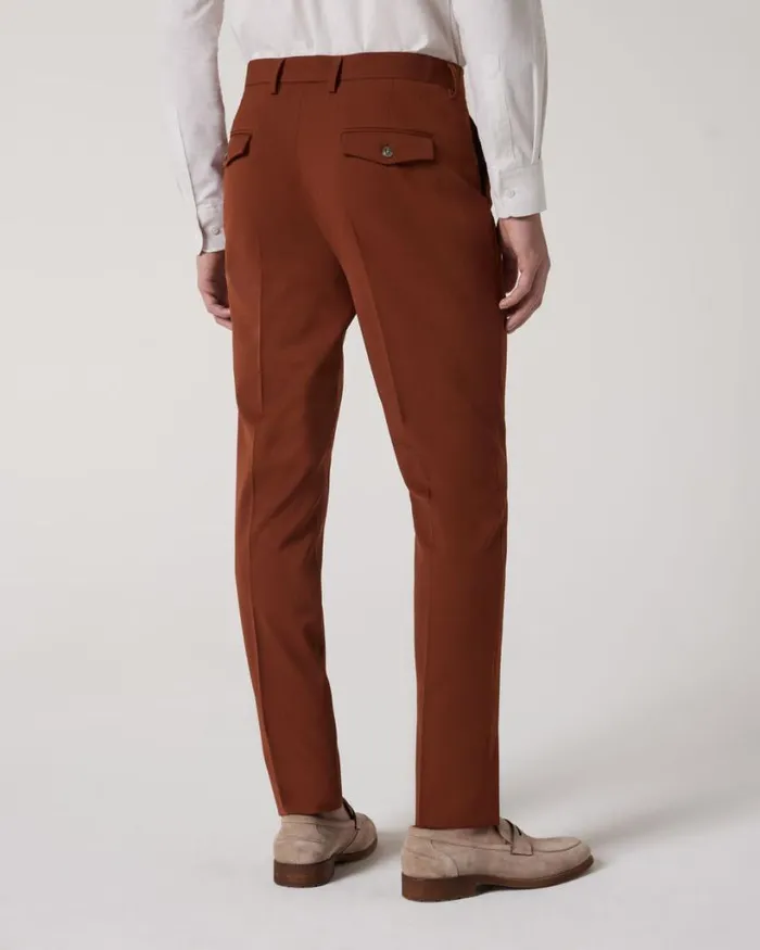 Politix Suit Pants Men Wool Blend Tailored Pant Terracotta