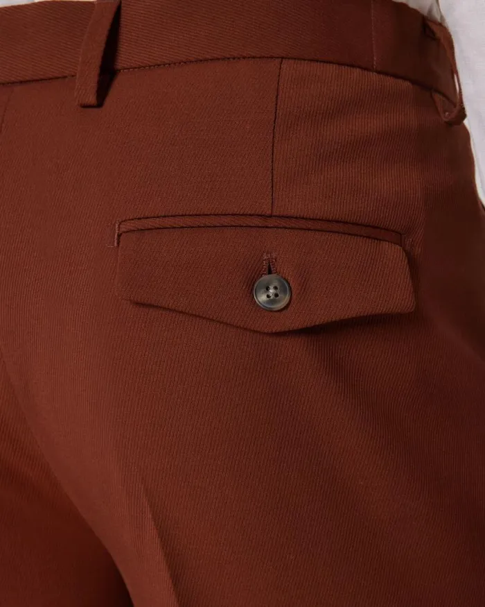 Politix Suit Pants Men Wool Blend Tailored Pant Terracotta