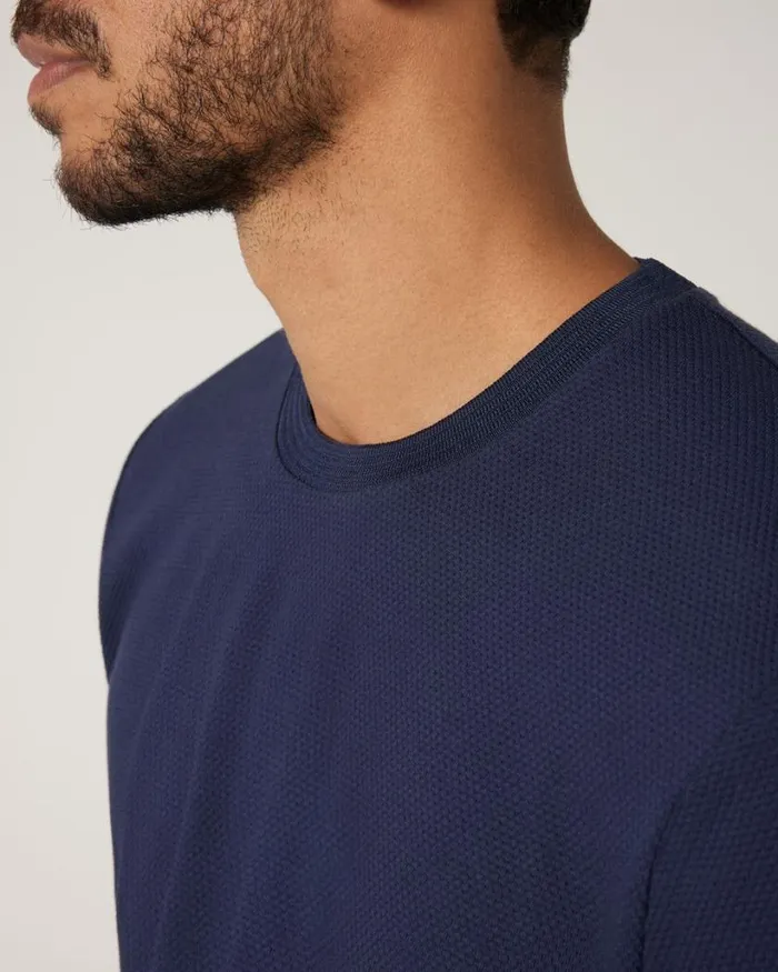 Politix TShirts Men Slim Fit Jacquard Texture Tee Navy