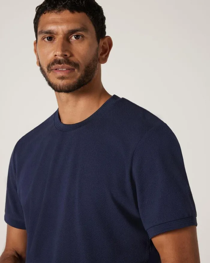 Politix TShirts Men Slim Fit Jacquard Texture Tee Navy