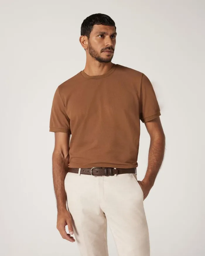 Politix TShirts Men Slim Fit Jacquard Texture Tee Tan
