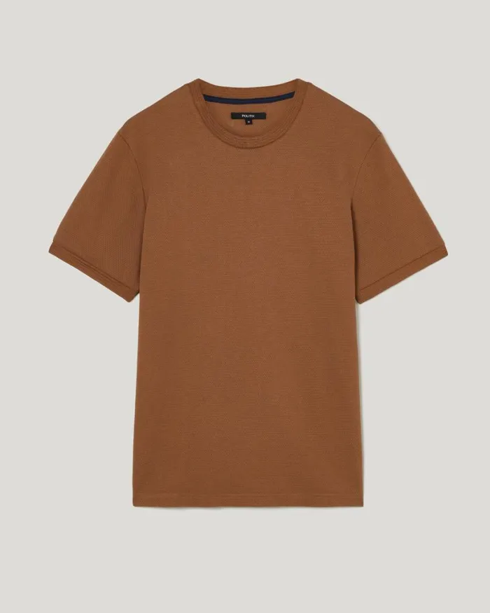 Politix TShirts Men Slim Fit Jacquard Texture Tee Tan