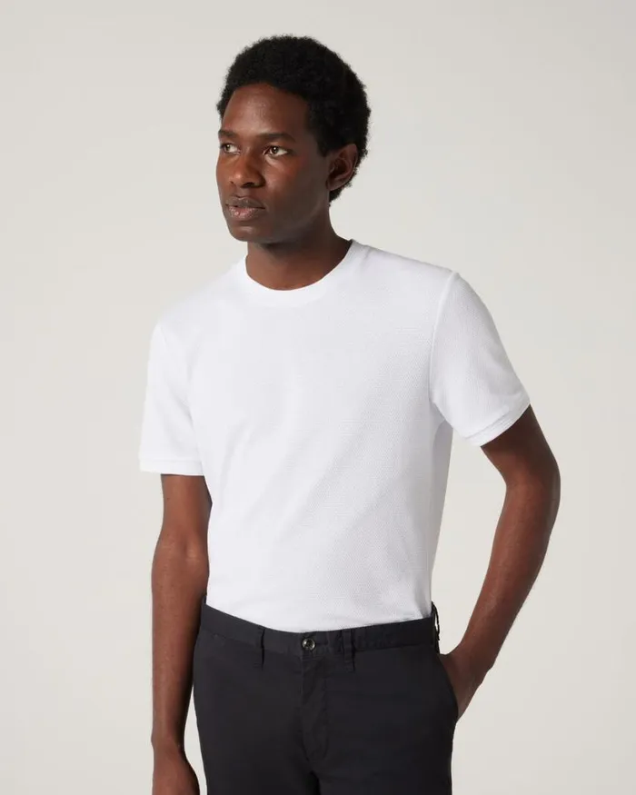 Politix TShirts Men Slim Fit Jacquard Texture Tee White