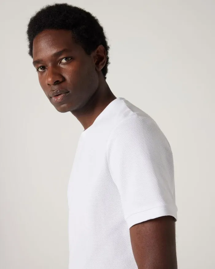 Politix TShirts Men Slim Fit Jacquard Texture Tee White