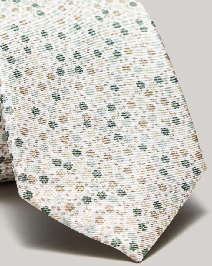 Politix Ties Men Floral Printed Silk Tie Light Khaki