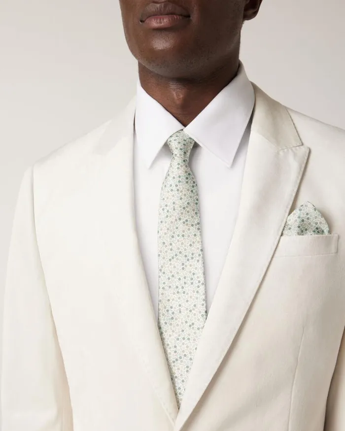 Politix Ties Men Floral Printed Silk Tie Light Khaki