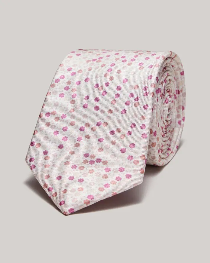 Politix Ties Men Floral Printed Silk Tie Rose