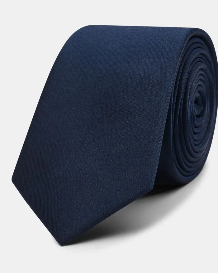 Politix Ties Men Silk Fine Twill Tie Navy
