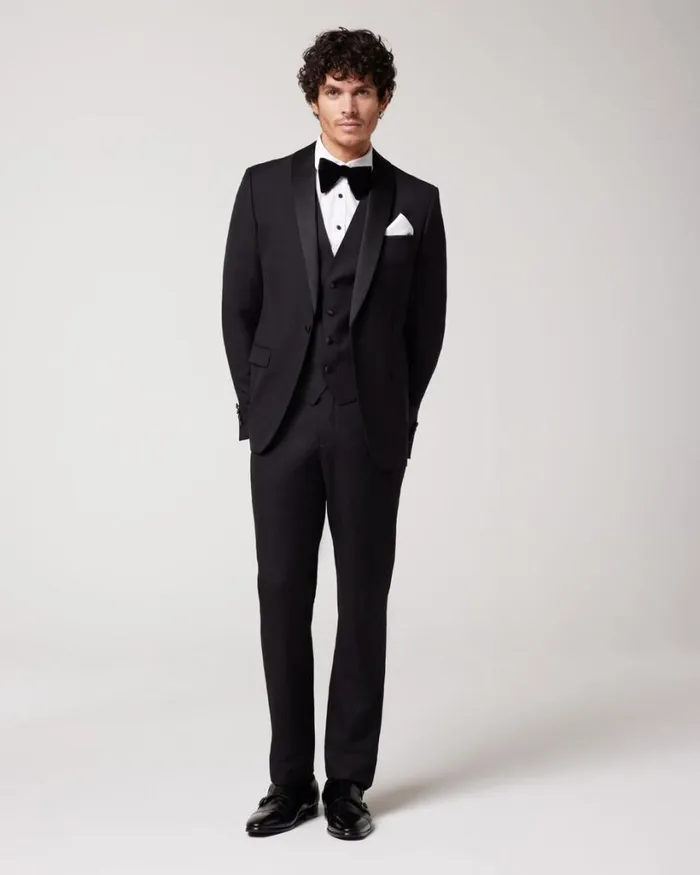Politix Vests Men Black Tie Tailored Vest Black Chintz