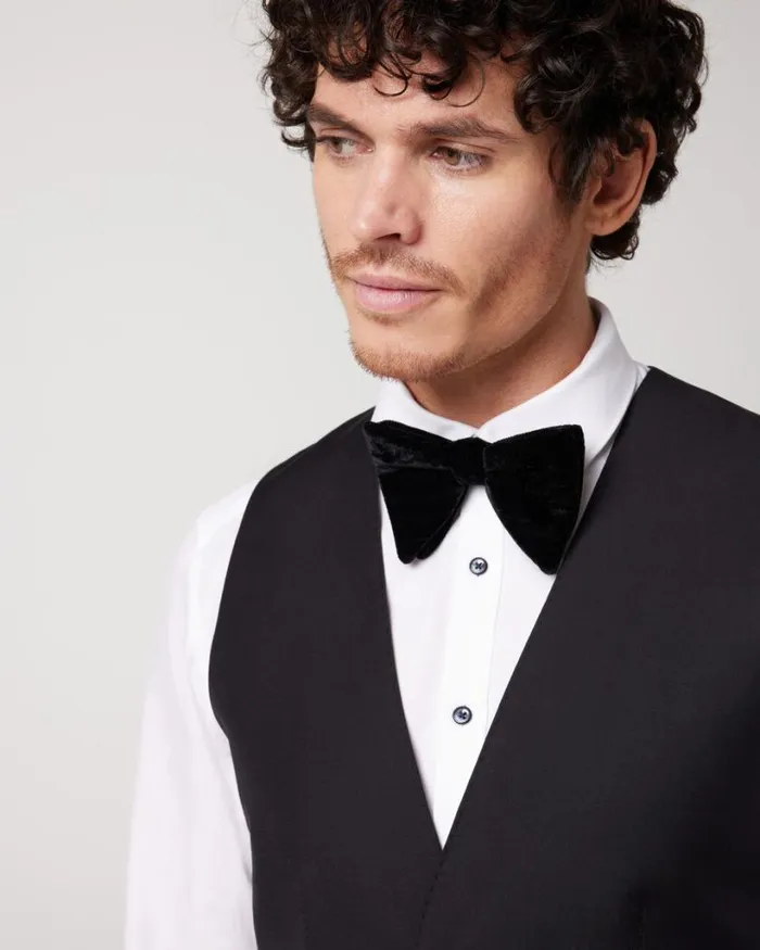 Politix Vests Men Black Tie Tailored Vest Black Chintz